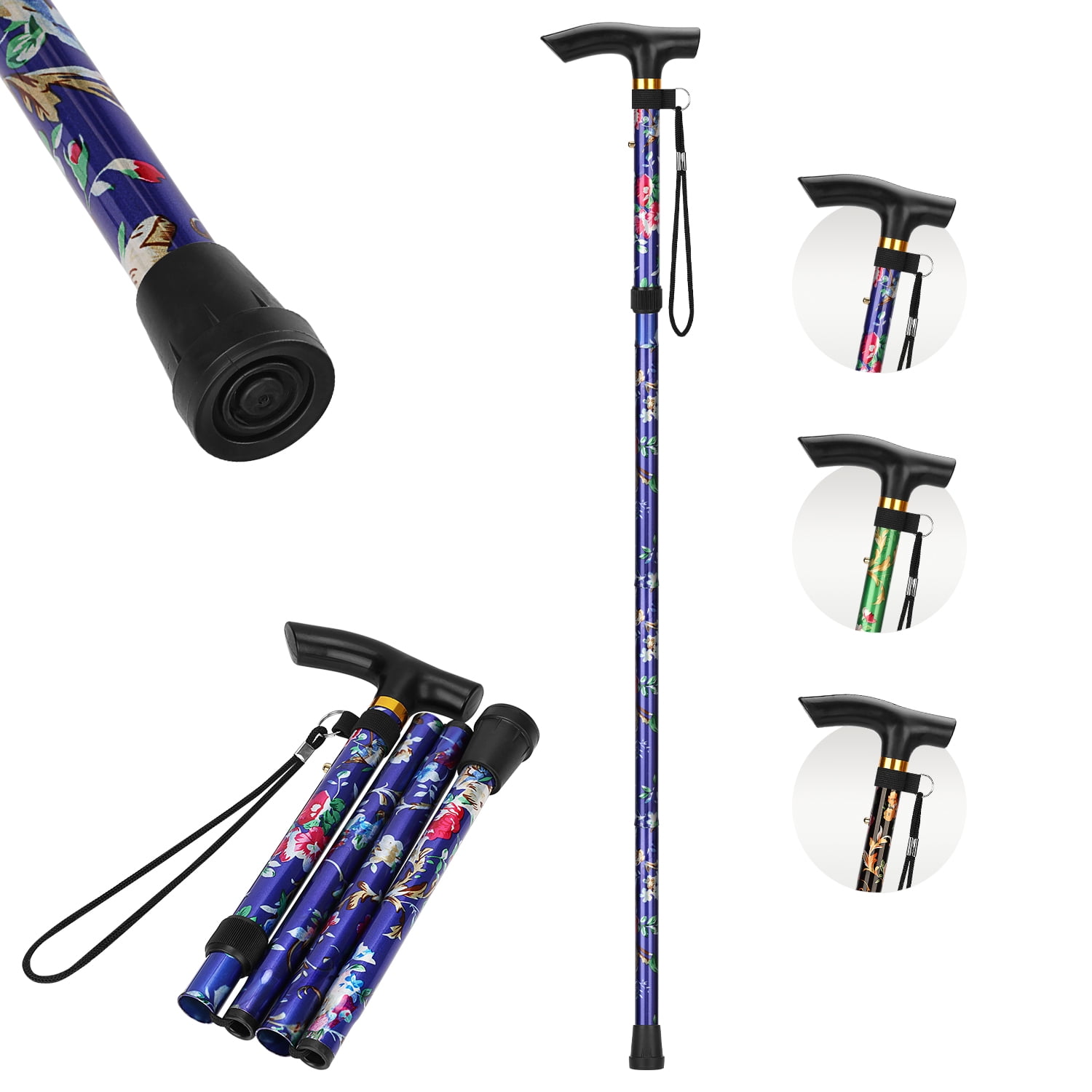 Entros Single Leg Foldable Walking Stick | Height Adjustable | Lightweight  Aluminum Cane with Anti-Skid Base, Offers Superior Stability | Ideal for