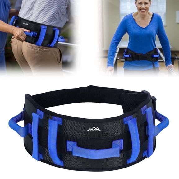 SupreGear Adjustable Nylon Support Belt with 7 Handles, Anti-Slip Design, Quick-Release Buckle, Black
