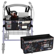 SupreGear Rollator Basket Bag, Foldable Waterproof Storage Pouch with Cup Holder for Rollator, Black Floral