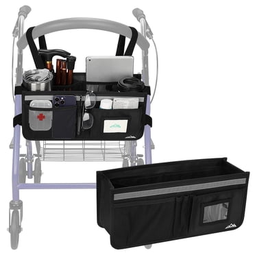 supregear Rollator Basket, Large Capacity Rollator Walker Accessories Organizer Bag, Black