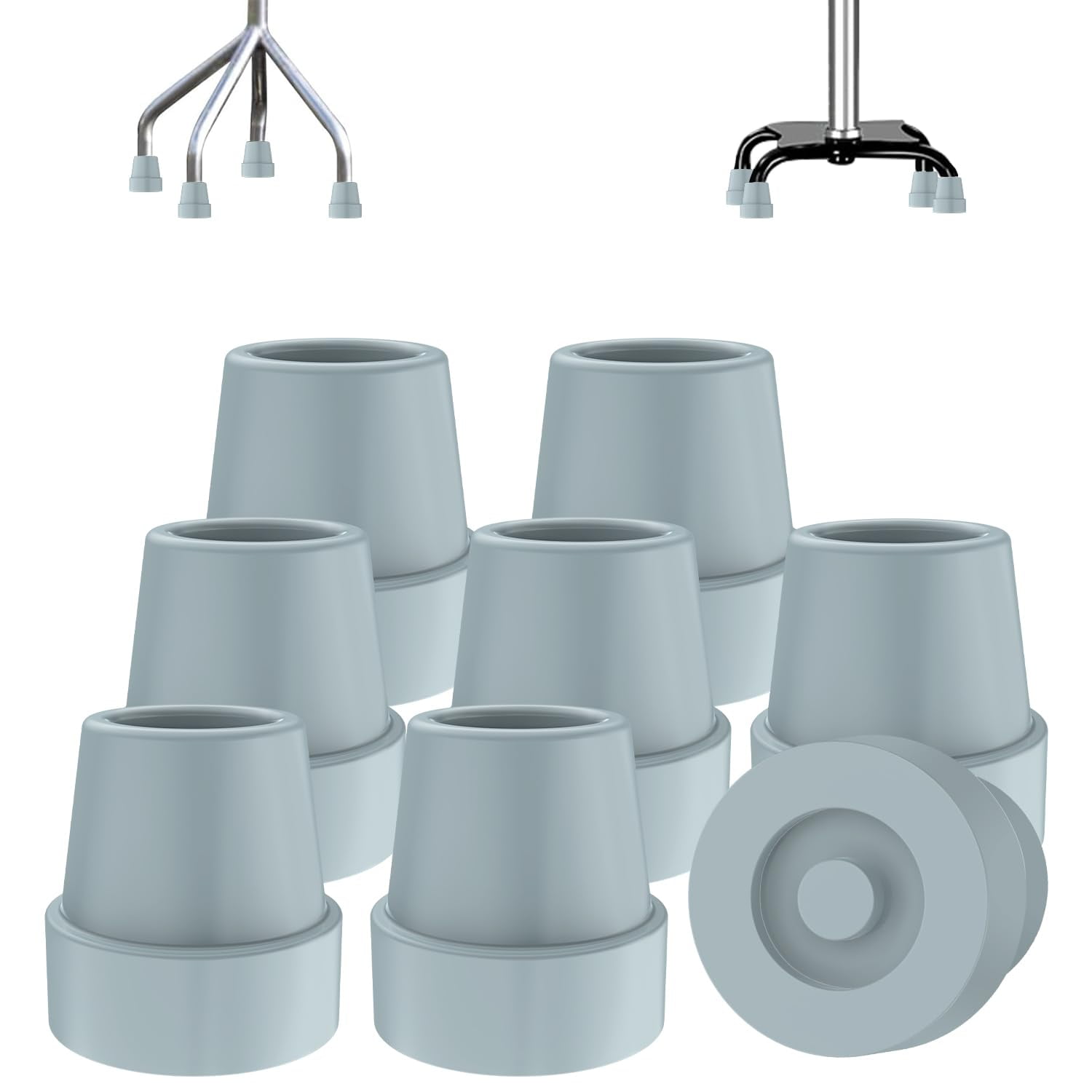 supregear Rubber Cane Tips (8 Pack), 5/8 Inch NonSlip Quad Replacement