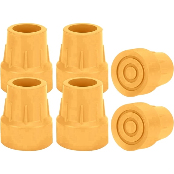 SupreGear 6-Pack Cane Tip Replacement Caps, 1 Inch Heavy-Duty Non-Slip Rubber, Yellow