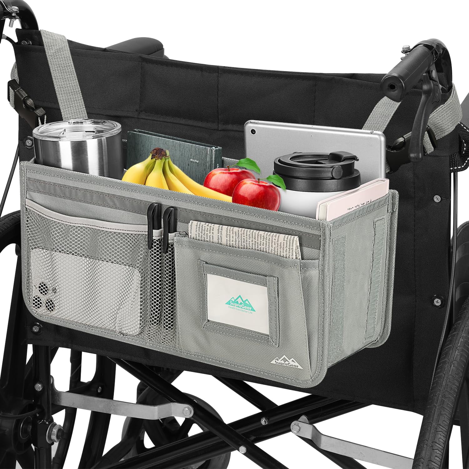 supregear Wheelchair Basket for Back with Multiple Pockets and Cup ...
