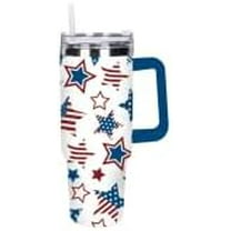 supuu 40oz Patriotic Stars Stripes Tumbler with Handle Straw and Lid 4th of July Travel Tumbler Independence Day Coffee Cup for Holiday Birthday Party Favors