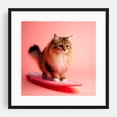 thumbnail image 1 of surfer cat 02 - Photography Cat Surfboard Animal Pastel Whimsical Surf Black Framed Wall Art Print 10 x 10 inches, 1 of 1