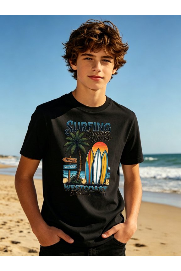 surfing hawaii theme printed t shirt teenagers t shirt 100 funny slogan tees urban streetwear tees teenagers graphic tees summer camp clothing gym class shirts birth