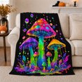 thumbnail image 1 of Surreal Neon Glow Art, Dramatic Fantasy Scene, Warm Flannel Blanket for Sunroom and Reading Nook, Garden Lovers Housewarming Gift, Fantasy Home Decor, 1 of 9