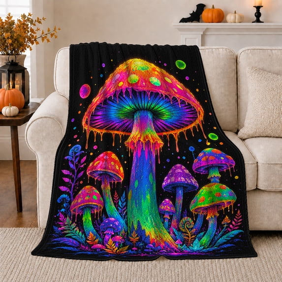 Surreal Mystical Fantasy Scene, Warm Flannel Blanket for Sunroom and Reading Nook with Detailed Artwork, Garden Lovers Housewarming Gift, Fantasy Home Decor