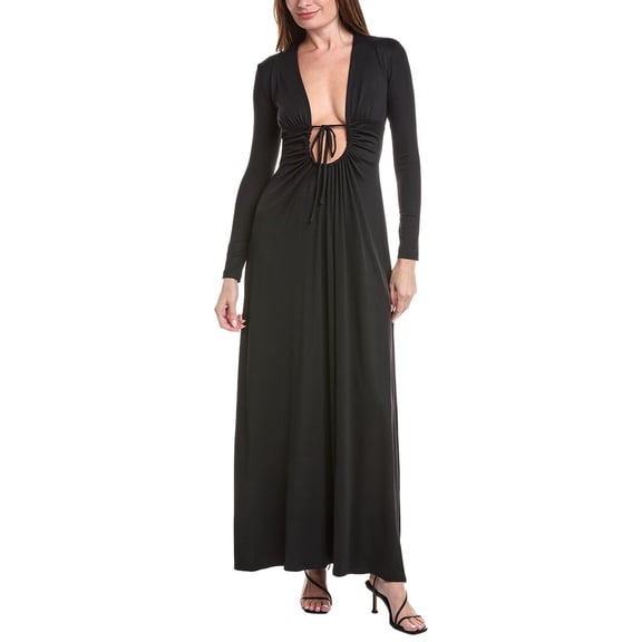 susana monaco womens Center Gathered Tie Dress, xs, Black