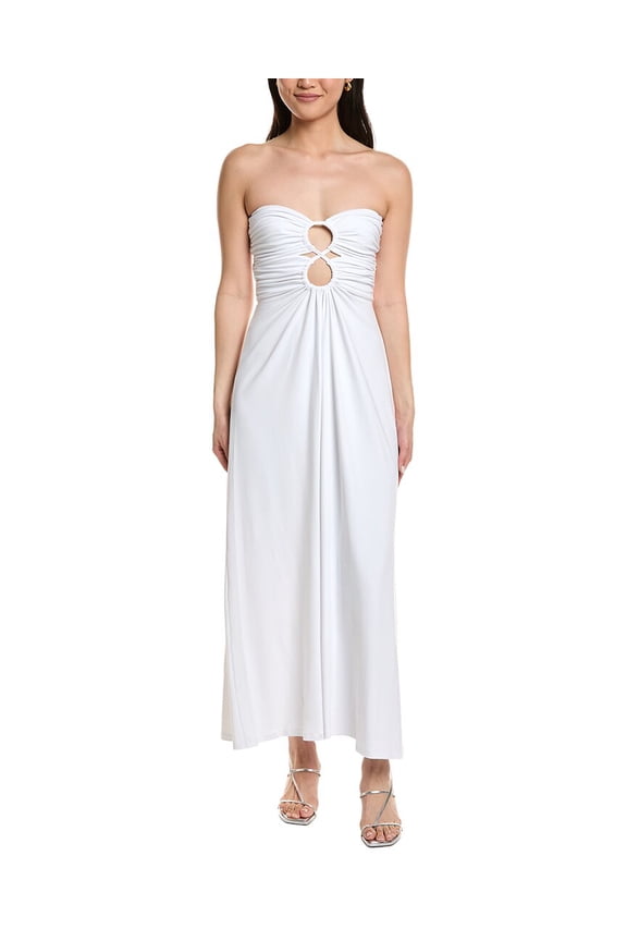 womens  Circle Front Maxi Dress, m, White