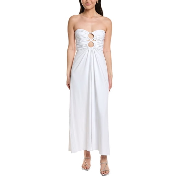 susana monaco womens Circle Front Maxi Dress, m, White