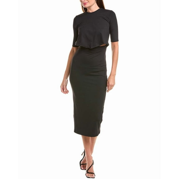 susana monaco womens  Knotted Midi Dress, xs, Black