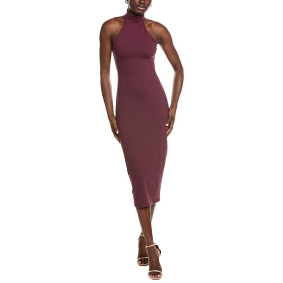 susana monaco womens Mock Neck Midi Dress, xs, Red