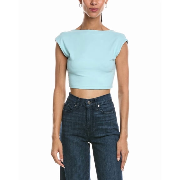 susana monaco womens  Open Back Top, M/6, Blue