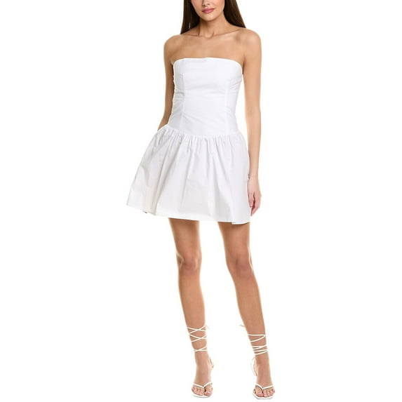 susana monaco womens Poplin Tube Flared Mini Dress, m, White