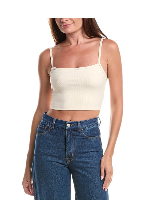 womens Rib String Crop Top, XL/10, Brown