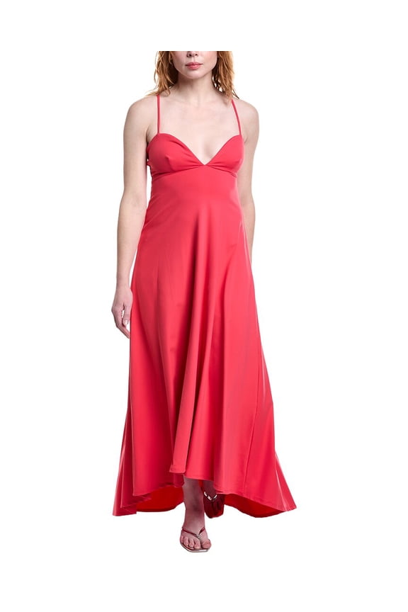 womens Sweetheart String High-Low Maxi Dress, m, Pink