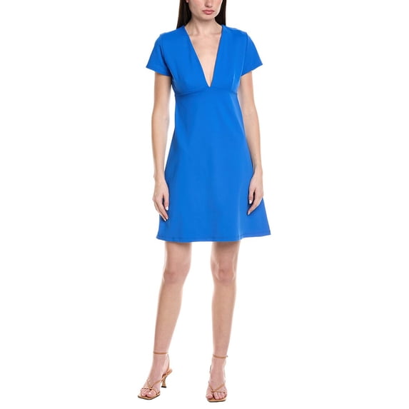 susana monaco womens V-Neck A-Line Mini Dress, xs, Blue