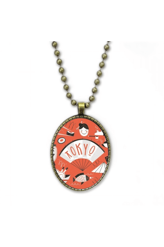 sushi geisha japan tokyo japanese necklace vintage chain bead pendant jewelry collection