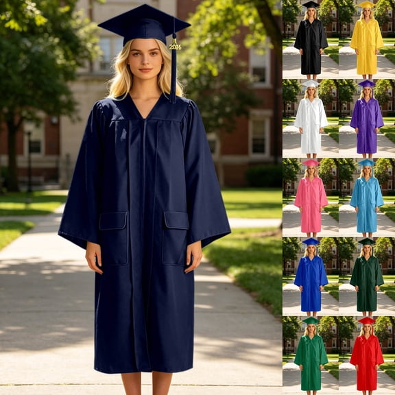 sususu 2026 Graduation Cap and Gown Matte Unisex Robe with Adjustable Grad Cap Tassel for High School College Ceremonies Blue XXL