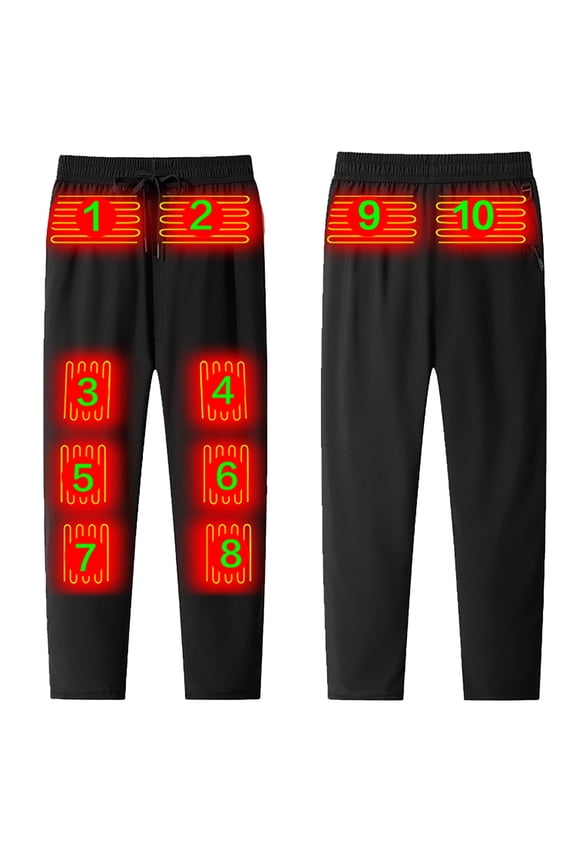 Advanced 10- Heating Pants for Men and Women Thermal Outdoor Sweatpants with Rechargeable Battery Technology - Black