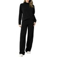 thumbnail image 1 of sususu Airport Outfits for Women 2025,Fall Sets Women's Knit Top and Wide Leg Pants Suit Comfortable Everyday Outfit for Autumn Winter Seasons - Black, 1 of 8