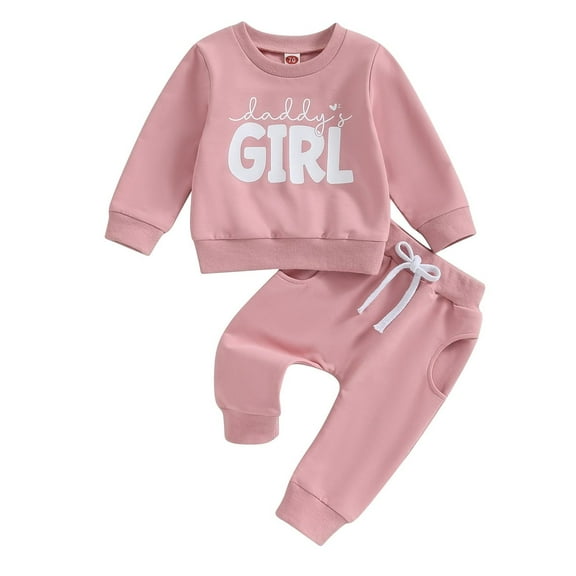 sususu Baby Girl Long Sleeve Pullover Sweatshirt and Pants Winter Clothes Set for Toddler Girls Cozy Two Piece Outfit ,Pink,12-18 Months