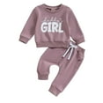 thumbnail image 1 of sususu Baby Girl Long Sleeve Pullover Sweatshirt and Pants Winter Clothes Set for Toddler Girls Cozy Two Piece Outfit ,Purple,18-24 Months, 1 of 7