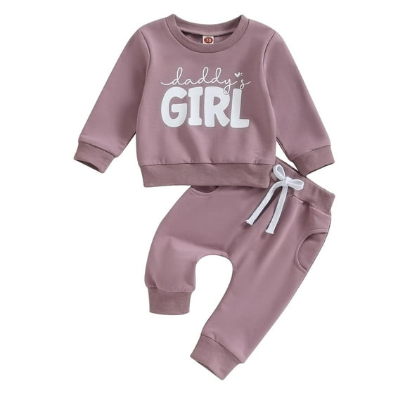 sususu Baby Girl Long Sleeve Pullover Sweatshirt and Pants Winter Clothes Set for Toddler Girls Cozy Two Piece Outfit ,Purple,18-24 Months