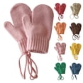 thumbnail image 1 of sususu Baby Halter Winter Thermal Gloves, 1-4Y Knitted Full Fingers Mittens for Children Girls Boys Coffee, 1 of 3