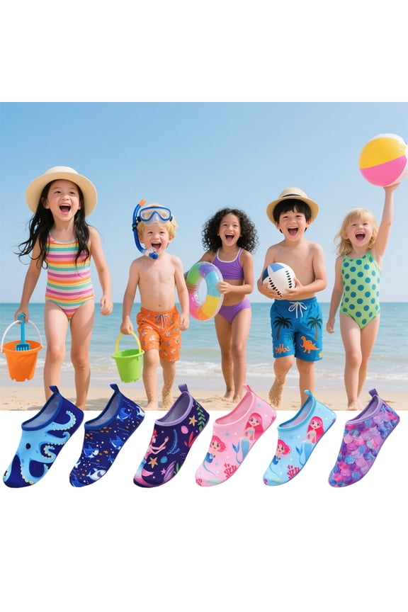 Boys Girls Water Shoes Barefoot Quick-Drying Aqua Socks for Swim Beach Pool Dark Blue 9-10 years