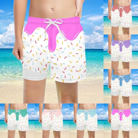 sususu Boys Swim Trunks with Mesh Lining Elastic Waist Vintage Swim Shorts with Boxer Brief Summer Beach Boardshorts Purple 14-16 Years