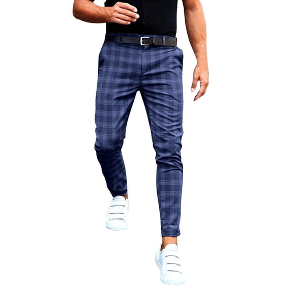 sususu Cargo Sweatpants for Men,Mens Fashion Casual Loose Fit Plaid Design Zipper Detail Trousers Large Size Comfortable Straight Leg Leisure Wear for Daily Outfits and Relaxed Style - Blue
