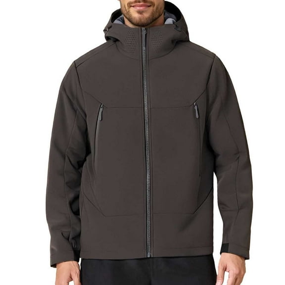 sususu Casual Jackets For Men,Casual Jackets Lightweight Softshell Hooded Windbreaker Outdoor Travel Hiking Coat For Couples All Seasons,Brown,S