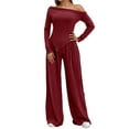 thumbnail image 1 of sususu Casual Outfits for Women,Fashion Clothing Women's Two Piece Comfort Outfit Relaxed Drop Shoulder Tee with Flowy Wide Leg Pants Soft Casual Wear Set for Everyday - Red, 1 of 8