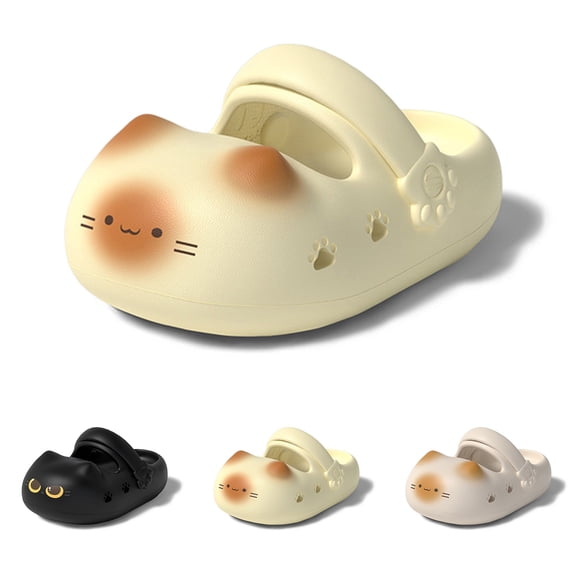 sususu Cat Paw Print Shoe for Women Men, Cat Paws Slippers, Cute Animal Ultra-Thick Height Increase Cat Slipper Black 37