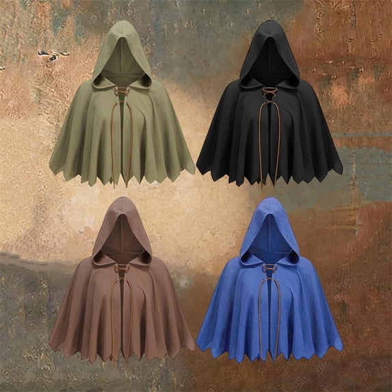 sususu Cloak with Hood Renaissance Cape for Men and Women Halloween Brown