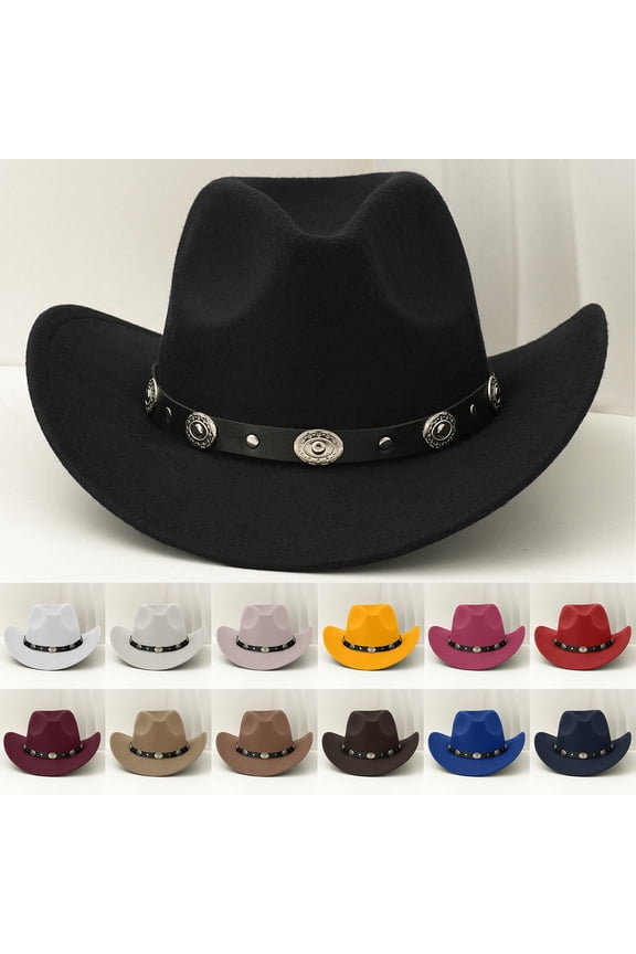 Cowboy Hat for Men Western Wide Brim Hat with Metallic Accents – Adjustable Cotton-Blend for Daily Wear,Outdoor,Travel White