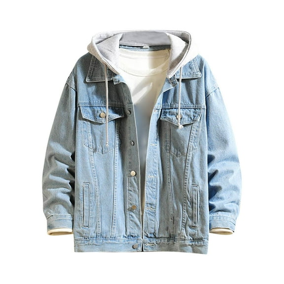 sususu Denim Jacket,Vintage Jacket,Classic Denim Jacket Autumn Spring Casual Outerwear Coat With Adjustable Hood And Snap Button Closure
