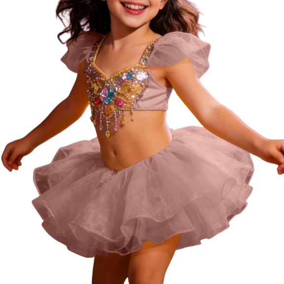 sususu Dresses for Girls 7-8 Girls Ballet Tutu Skirt Sparkly Leotard Dress For Dance Performance Recital Party Play Dress Up Clothes for Girls