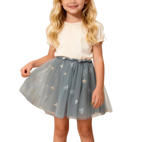 sususu Dresses for Girls 8-10 Girls Ballet Skirt with Snowflake Sequin Embroidery for Dance Party Performance and Dress Up Clothes for Girls