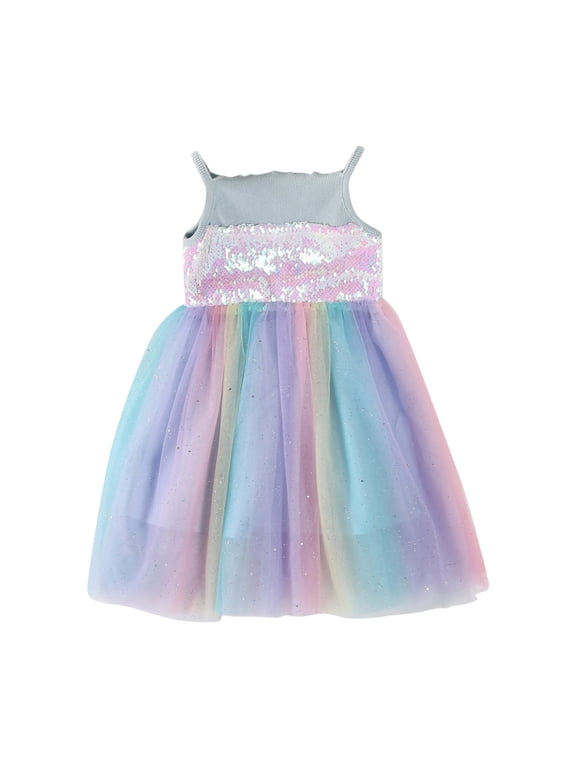 Dresses for Girls Size 8 Toddler Girls Sequin Rainbow Suspenders Sleeveless Dress for and Dress Up Clothes for Girls
