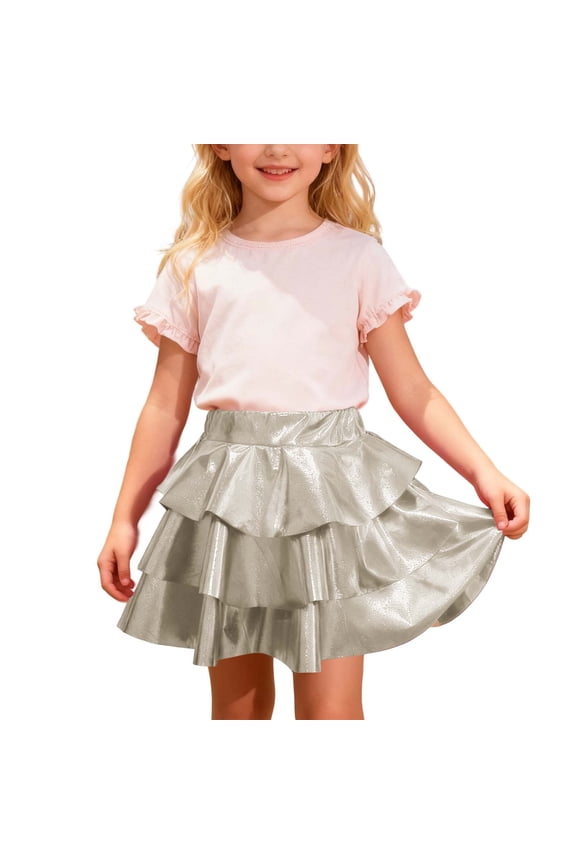 Dresses for Girls Sparkly Girls Tiered Cake Dress with Ruffle Hem and Shiny Party Tutu for Dress Up Clothes for Girls