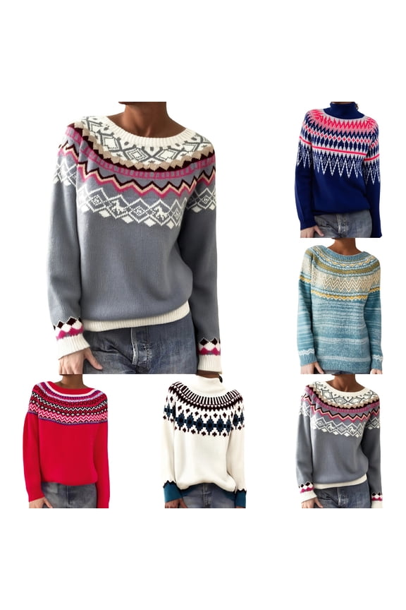 Fall Sweaters for Women Casual Knitted Sweater Long Sleeve Crew Neck Colorful Loose Pullover Jumper Top,A05-White,XXXXL