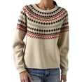 thumbnail image 1 of sususu Fall Sweaters for Women Casual Knitted Sweater Long Sleeve Crew Neck Colorful Striped Loose Pullover Jumper Tops,A05-Beige,One Size, 1 of 5