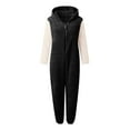 thumbnail image 1 of sususu Onesie Women Pajamas Jumpsuit Warm Sherpa Romper Sleepwear One Piece Zipper Hooded Playsuit Loungewear,Black,S, 1 of 6