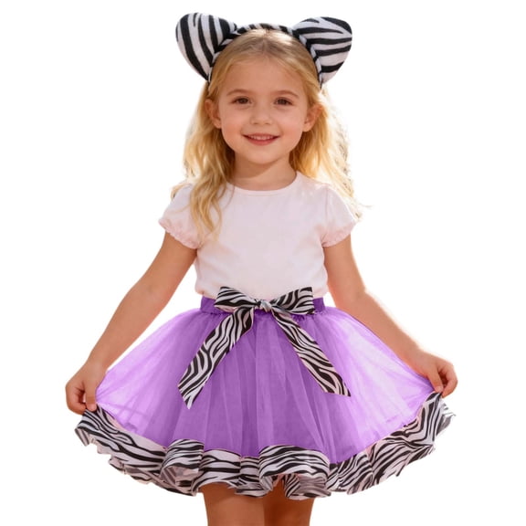 sususu Flower Girl Dress Toddler Girls Floral Print Tutu Skirt and Headband Set for Ballet Dance Performance Party Outfit Dress Up Clothes for Girls