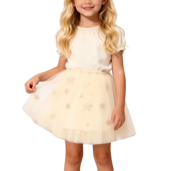sususu Flower Girl Dresses Girls Ballet Skirt with Snowflake Sequin Embroidery for Dance Party Performance and Dress Up Clothes for Girls