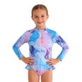 thumbnail image 1 of sususu Girl Bathing Suit Girls Long Sleeve Sun Protective Swimwear Scale Print Rash Guard and Swim Shorts Set for Hot Weather Blue 4-5 Years, 1 of 6