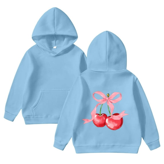 sususu Girls Graphic Hoodies Oversized Preppy Clothes Cute Graphic Print Cropped Sweatshirt Children Fall Winter Hoodie for Boys or Girls